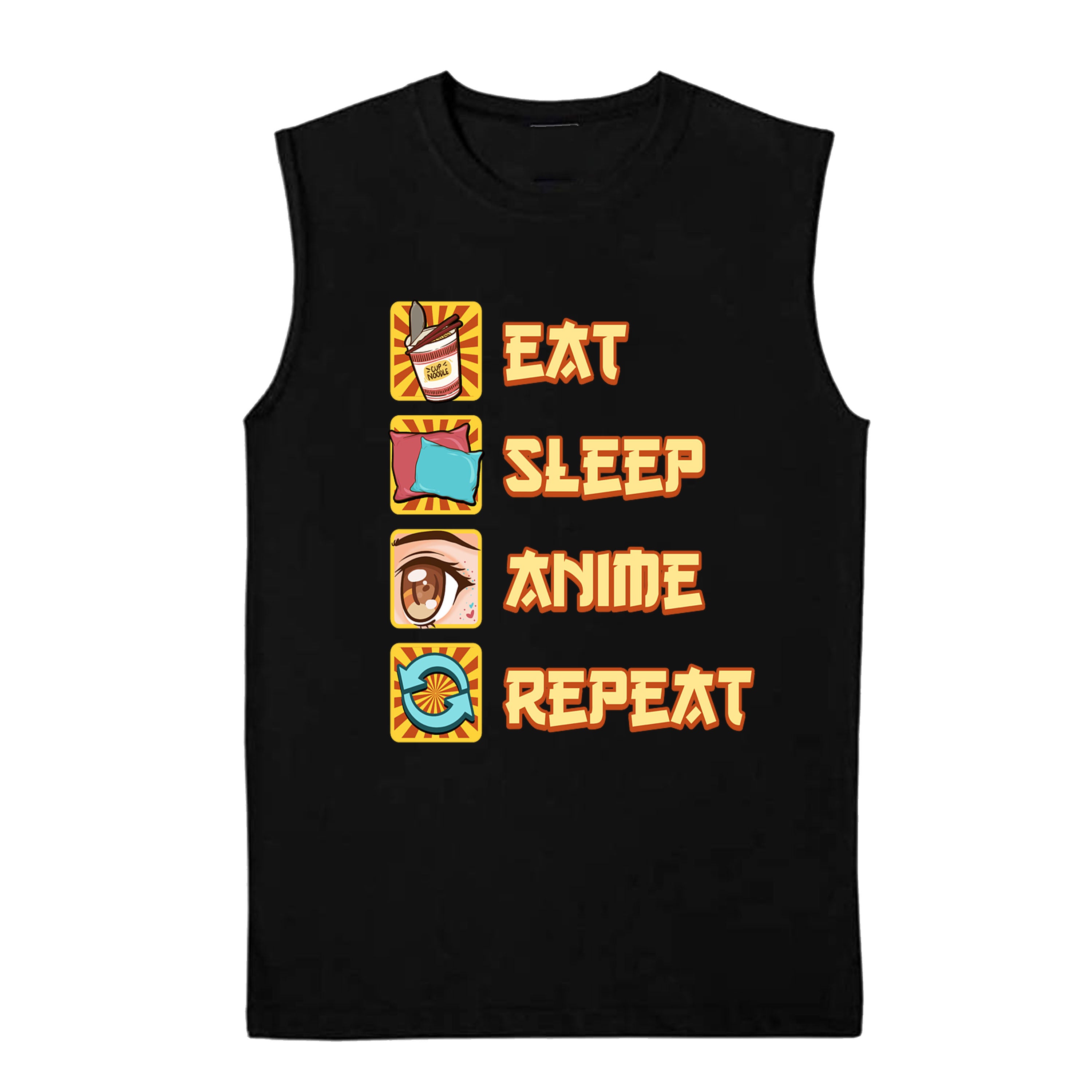 Eat Sleep Anime Repeat Short Sleeve, Long Sleeve, Sleevless, Hoodies S-3XL