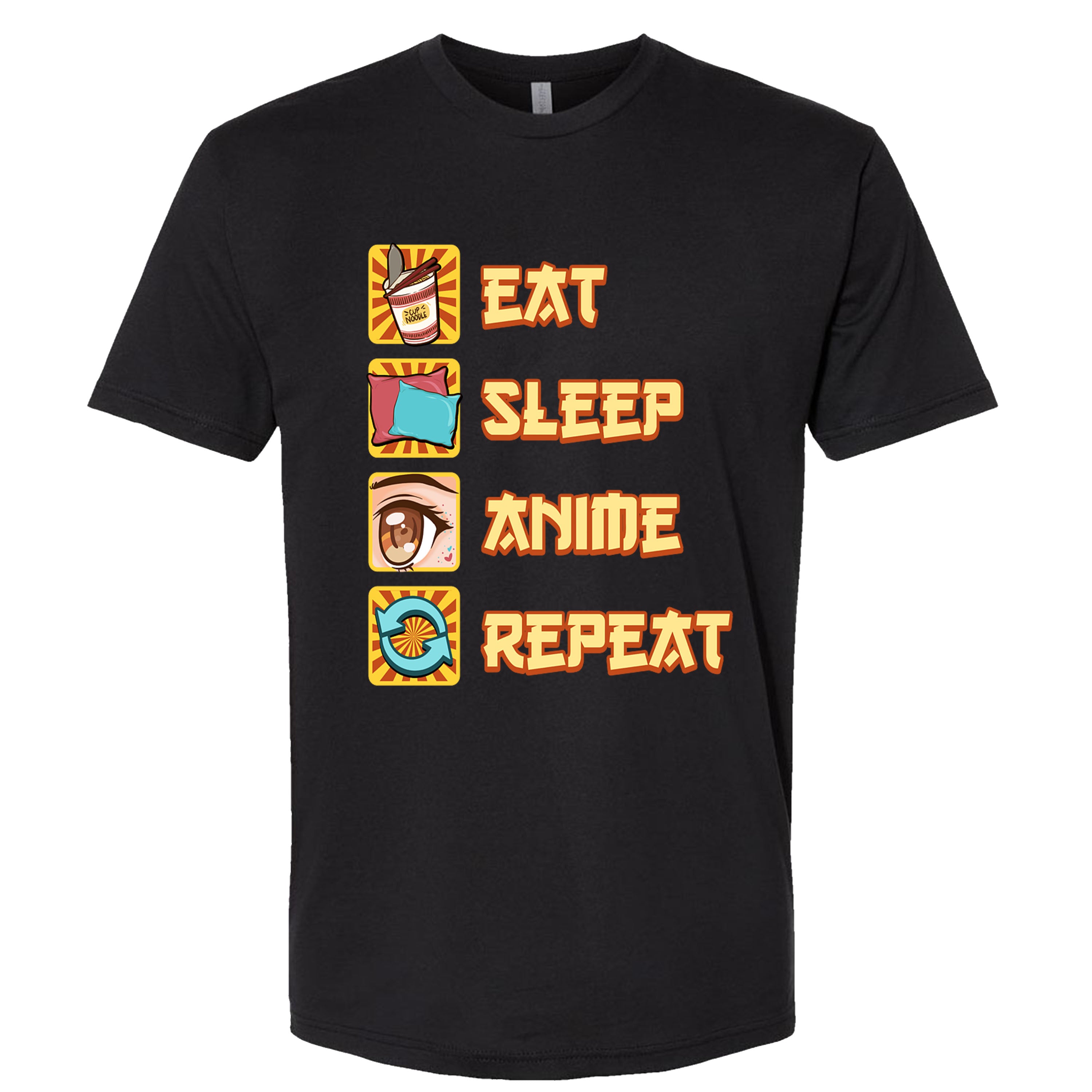 Eat Sleep Anime Repeat Short Sleeve, Long Sleeve, Sleevless, Hoodies S-3XL