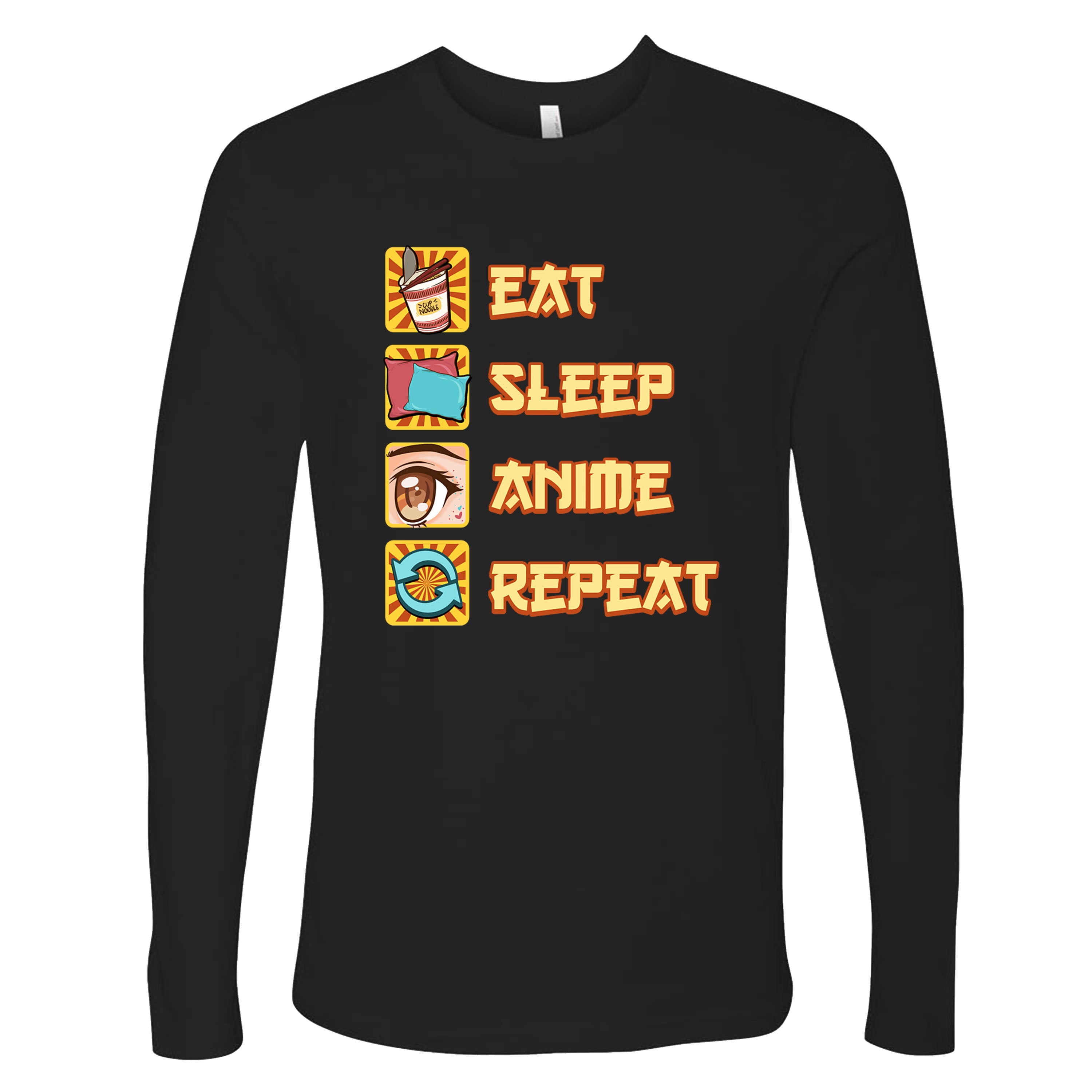 Eat Sleep Anime Repeat Short Sleeve, Long Sleeve, Sleevless, Hoodies S-3XL