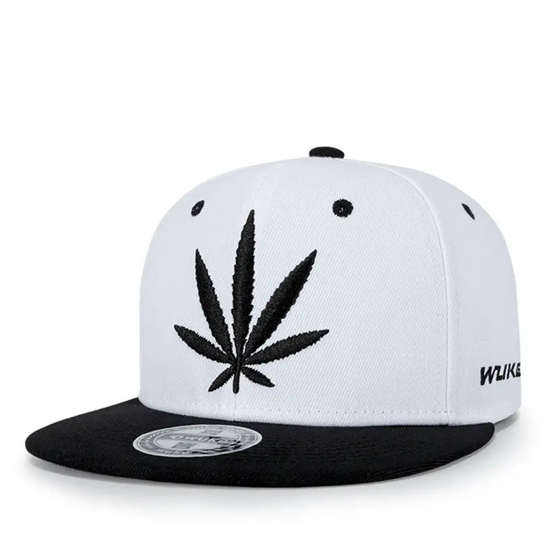 Fashion Weed Leaf  Snapback Cap 3D Hat Embroidery