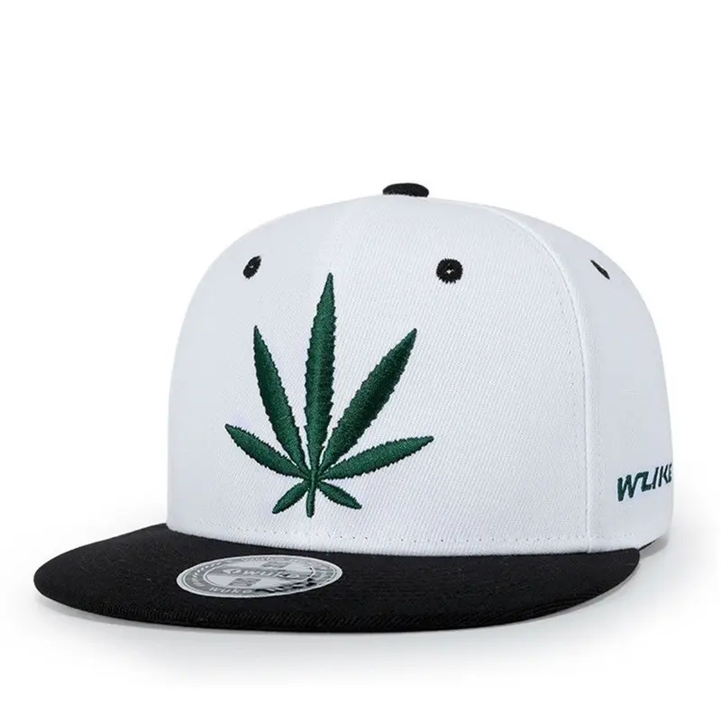 Fashion Weed Leaf  Snapback Cap 3D Hat Embroidery