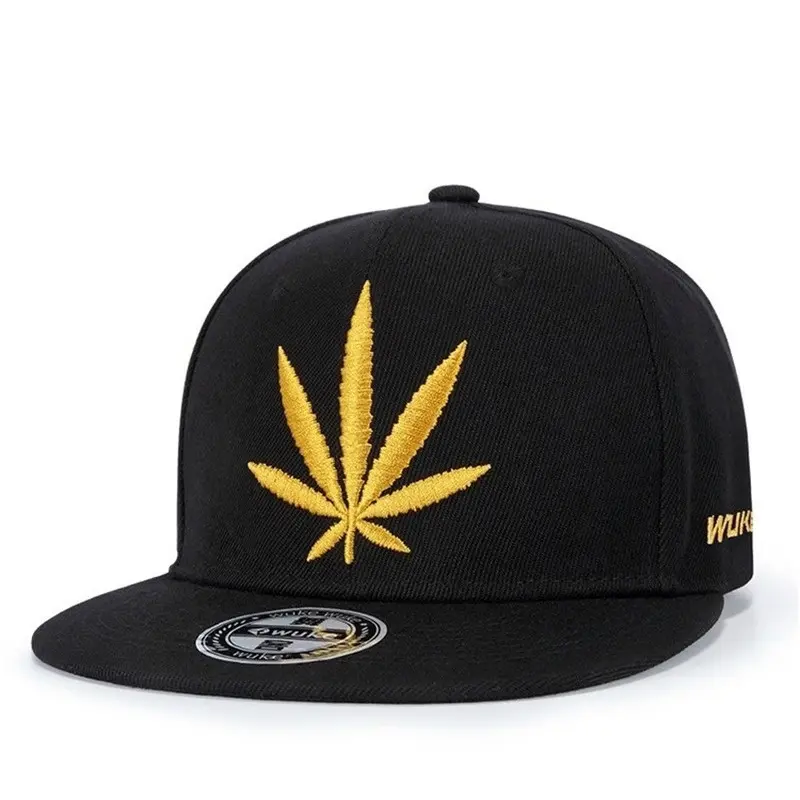 Fashion Weed Leaf  Snapback Cap 3D Hat Embroidery