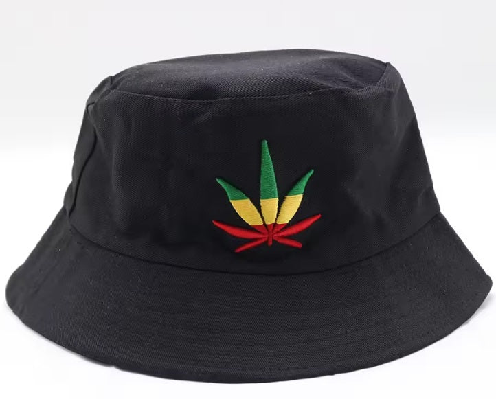 Fashion Weed Leaf  Bucket Hat Marijuana Cap 3D Embroidery